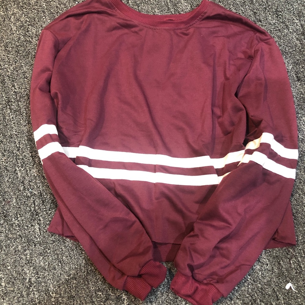Cropped red and white stripe long sleeve top
